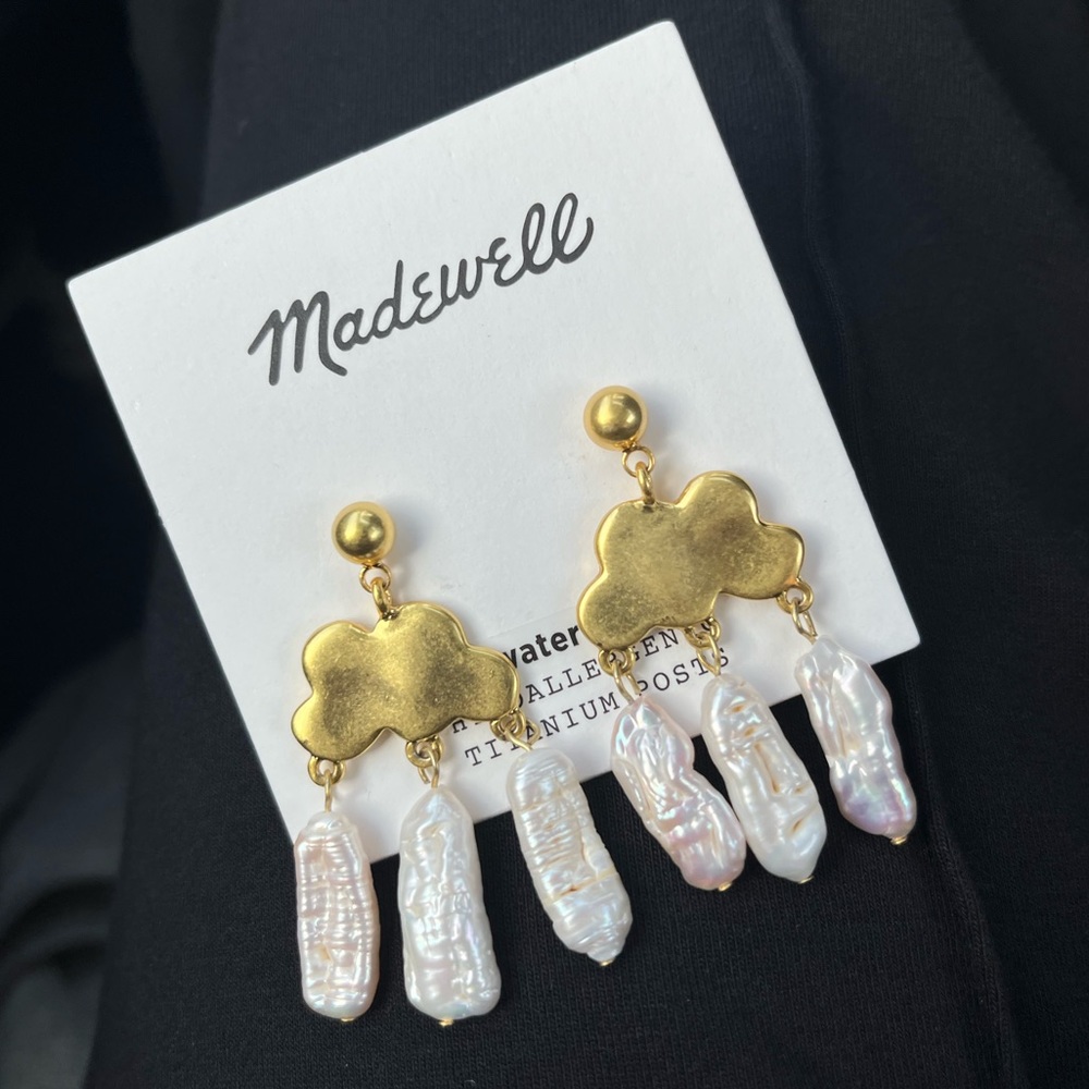 NWT ⚡️ Madewell Freshwater Pearl Raincloud Statement Earrings